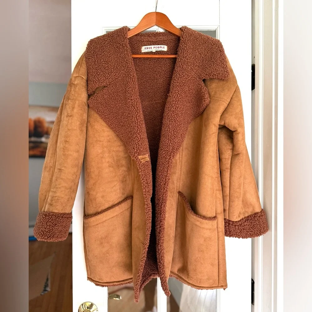 Free People Diogo Colorblock Oversized Coat, Size Medium - Picture 4 of 9